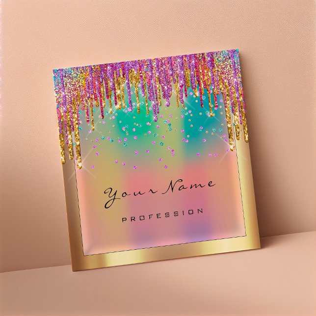 Cartão De Visita Quadrado Makeup Artist Event Planner Holograph (Criador carregado)