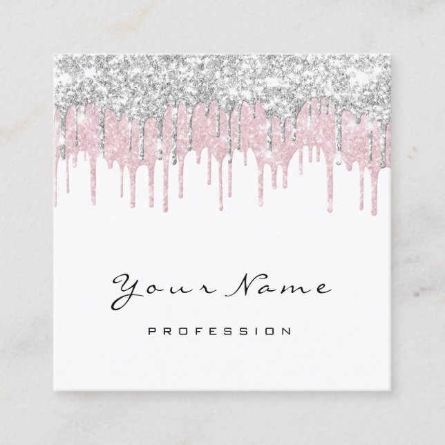 Cartão De Visita Quadrado Makeup Artist Event Planner White Pink Drives (Frente)