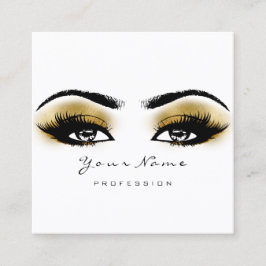 Cartão De Visita Quadrado Makeup Artist Eyebrow Dourado Lashes White Square