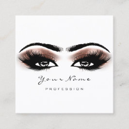 Cartão De Visita Quadrado Makeup Artist Eyebrow Rosa Lashes White Square