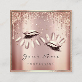 Cartão De Visita Quadrado Makeup Artist Eyelash Extension Rosa Drives Unhas