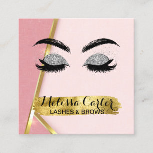 Cartão De Visita Quadrado Makeup Artist Eyelash Extensões Lashes Brows