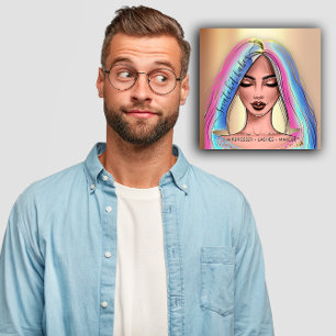 Cartão De Visita Quadrado Makeup Artist Eyelash Hair Brow Lip Face Hológraf