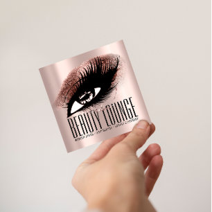 Cartão De Visita Quadrado Makeup Artist Hair Eyelash Lux Rosa Professional