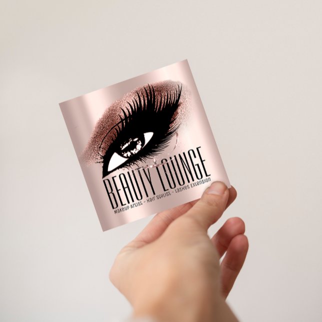 Cartão De Visita Quadrado Makeup Artist Hair Eyelash Lux Rosa Professional (Makeup Artist Hair Eyelash Lux Rose Professional Square Business Card)