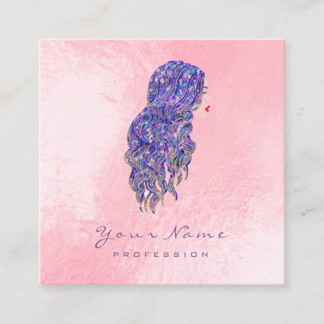 Cartão De Visita Quadrado Makeup Artist Hairdresser Lashes Sereia Square (Frente)