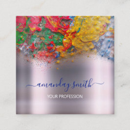 Cartão De Visita Quadrado Makeup Artist Influencer Blogger Abstrato