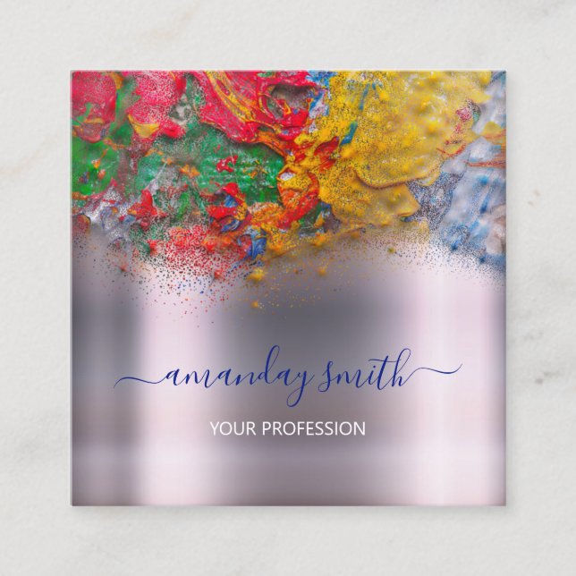 Cartão De Visita Quadrado Makeup Artist Influencer Blogger Abstrato (Frente)