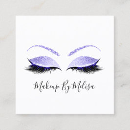 Cartão De Visita Quadrado Makeup Artist Lashes Extension Blush Indygo Blue