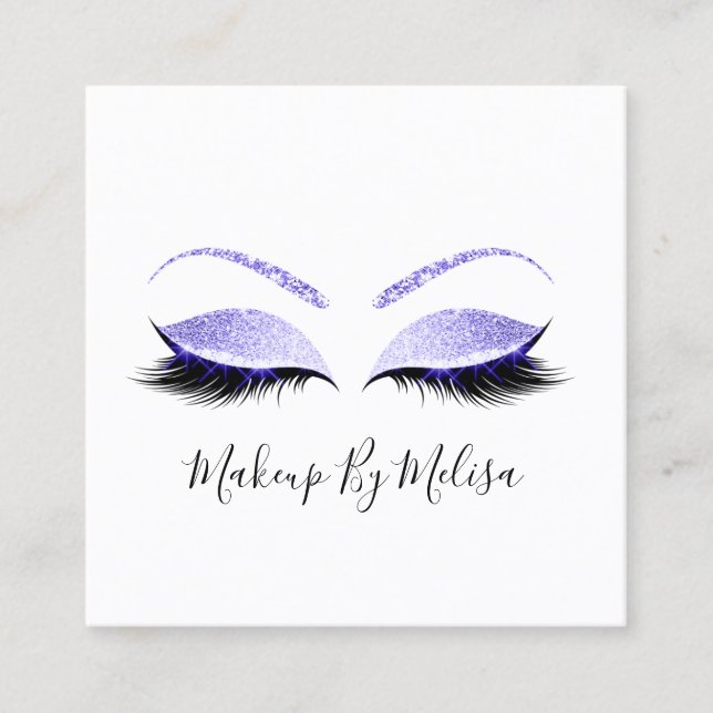 Cartão De Visita Quadrado Makeup Artist Lashes Extension Blush Indygo Blue (Frente)