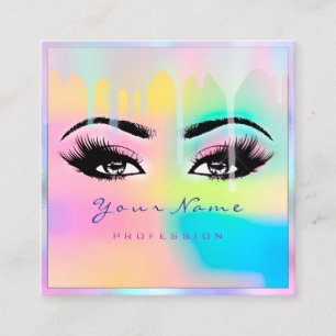 Cartão De Visita Quadrado Makeup Artist Professional Eyelash Holograph Drive