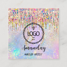 Makeup Artist Unhas Unicorn Dourado Logotipo Holog