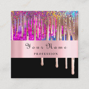 Cartão De Visita Quadrado Makeup Artist Unicorn Holograph Drivers Unhas Arti