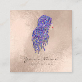 Cartão De Visita Quadrado Makeup Hairdresser Lashes Sereia Pprecoce