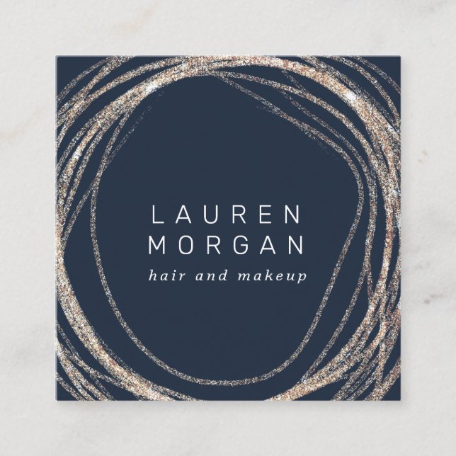 Cartão De Visita Quadrado makeup moderno faux gold swirl quadrado Cartão de  (Frente)