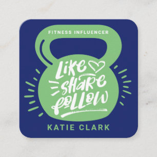 Cartão De Visita Quadrado Malhação de mídia social influenciador Kettlebell 