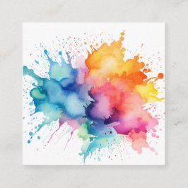 Cartão De Visita Quadrado Mancha d- Água Arco-Íris
