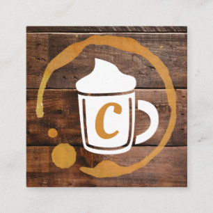Cartão De Visita Quadrado Mancha De Café  Compro Café Trim. Madeira Barist