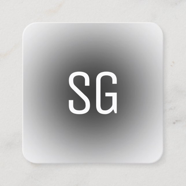 Cartão De Visita Quadrado Mancha mole - Iniciais - Preto (Frente)