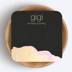 Cartão De Visita Quadrado Manchas de Aquarela, Retentor de Vídeo Preto