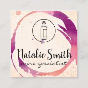 Cartão De Visita Quadrado Manchas de vinho (garrafa de vinho)