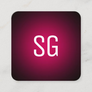 Cartão De Visita Quadrado Manchas moles - Iniciais - Vermelho neon a preto