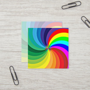 Cartão De Visita Quadrado Mandala Colorida com as Cores do Arco-íris-46556