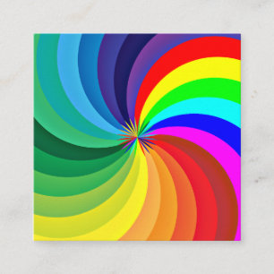 Cartão De Visita Quadrado Mandala Colorida com as Cores do Arco-íris-46556