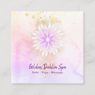 Cartão De Visita Quadrado *~* Mandala Dahlia Pastel Lavanda rosa