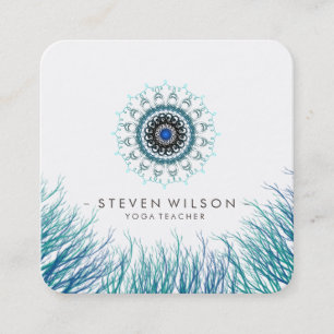 Cartão De Visita Quadrado Mandala Damask Yoga - Meditação Holística