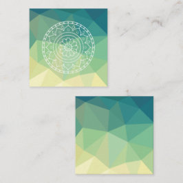 Cartão De Visita Quadrado Mandala de Inspiração Flor Amarela Verde Harmonia