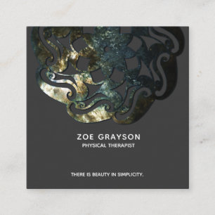 Cartão De Visita Quadrado Mandala orgânica natural em cinzas escuras