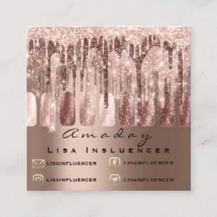 Cartão De Visita Quadrado Manicure Nail Artist Glitter Glitter Social Media