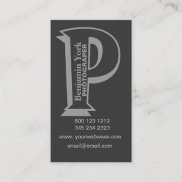 Cartão De Visita Quadrado Manogram considerável do fotógrafo da letra P do