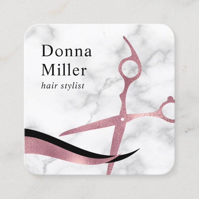 Cartão De Visita Quadrado Manteiga rosa-rosa-rosa-escancarada-de-ouro (Frente)