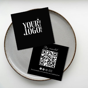 Cartão De Visita Quadrado Mantenha-se Conectado Código QR de Mídia Social Em