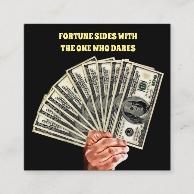 Cartão De Visita Quadrado mão segurando notas de cem dólares dinheiro (Frente)