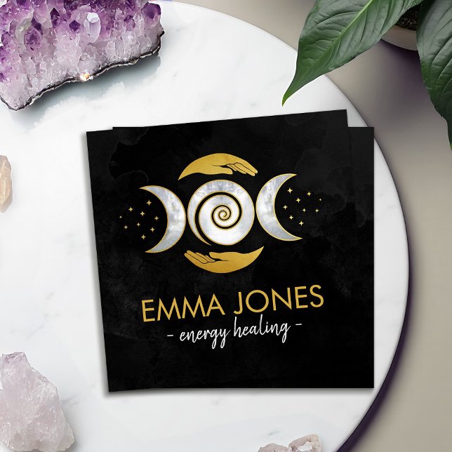 Cartão De Visita Quadrado Mãos cicatrizadas - Lua tripla (Criador carregado)