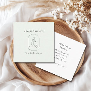 Cartão De Visita Quadrado Mãos - Cinza Verde Claro