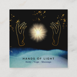 Cartão De Visita Quadrado *~* Mãos de cicatrização cósmica Energia de estrel