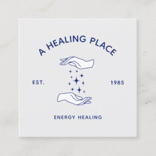 Cartão De Visita Quadrado Mãos de Energia Terapista de Massagem