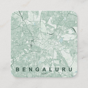 Cartão De Visita Quadrado Mapa da Cidade de Bengaluru Índia & Texto Personal