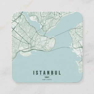 Cartão De Visita Quadrado Mapa da Cidade de Istambul, Turquia & Texto Person