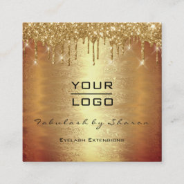 Cartão De Visita Quadrado Maqueamento de faísca Dourada O lash do artista or