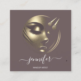 Cartão De Visita Quadrado Maqueamento Profissional Lashes Artistas Logotipo