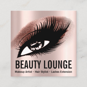 Cartão De Visita Quadrado Maquiagem Artista Cabelo Eyelash Rosa Profissional