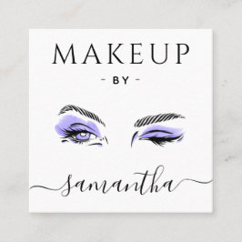 Cartão De Visita Quadrado Maquiagem Artista Roxo Olho Negrito Mídia Social C