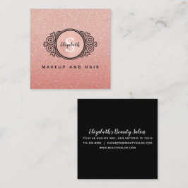 Cartão De Visita Quadrado Maquiagem de Cabelo do Artista Dourado rosa