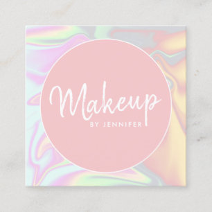 Cartão De Visita Quadrado maquiagem holográfica elegante Na moda