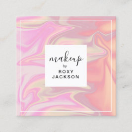 Cartão De Visita Quadrado maquiagem holográfica Na moda moderna do pintinho 
